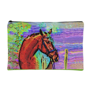 Colorful Horse in Field - Small Accessory Pouch