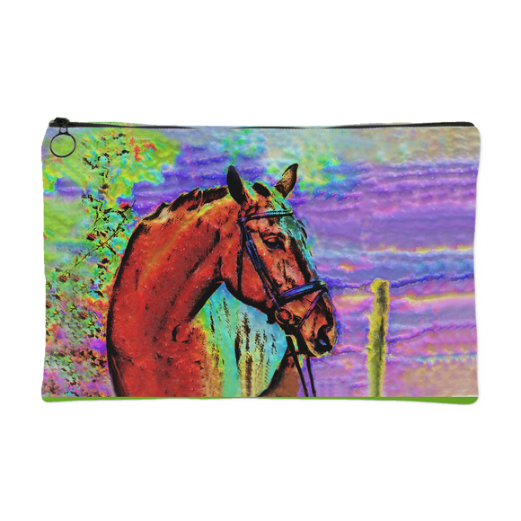 Colorful Horse in Field - Small Accessory Pouch